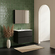 ALLIBERT - Ensemble meuble salle de bain 80 cm + armoire - plan céramique - Noir mat - A suspendre - Donna - vignette