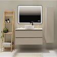 GODART - Meuble salle de bain 100 cm pour vasque à poser - Beige cachemire mat - A suspendre - Karaib 2 - vignette