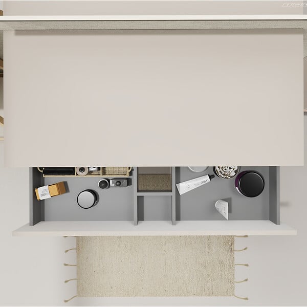 GODART - Meuble salle de bain 100 cm pour vasque à poser - Beige cachemire mat - A suspendre - Karaib 2 - large