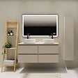 GODART - Meuble salle de bain 120 cm pour vasque à poser - Beige cachemire mat - A suspendre - Karaib 2 - vignette