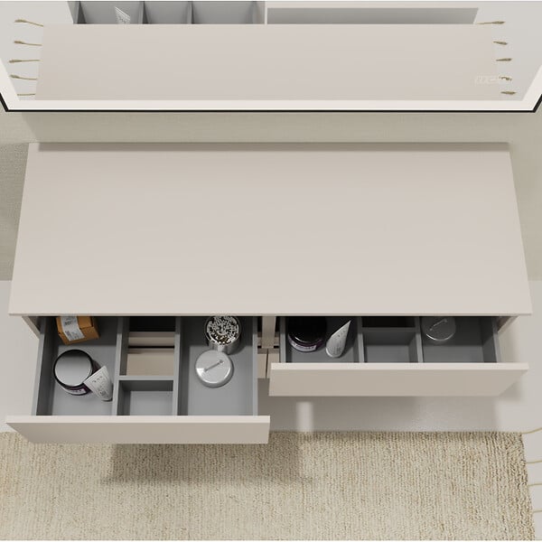 GODART - Meuble salle de bain 120 cm pour vasque à poser - Beige cachemire mat - A suspendre - Karaib 2 - large