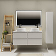 GODART - Meuble salle de bain strié 120 cm pour vasque à poser - Blanc mat - A suspendre - Karaib 2 - vignette