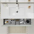 GODART - Meuble salle de bain strié 100 cm - Plan vasque céramique - Vert mat - A suspendre - Karaib 2 - vignette