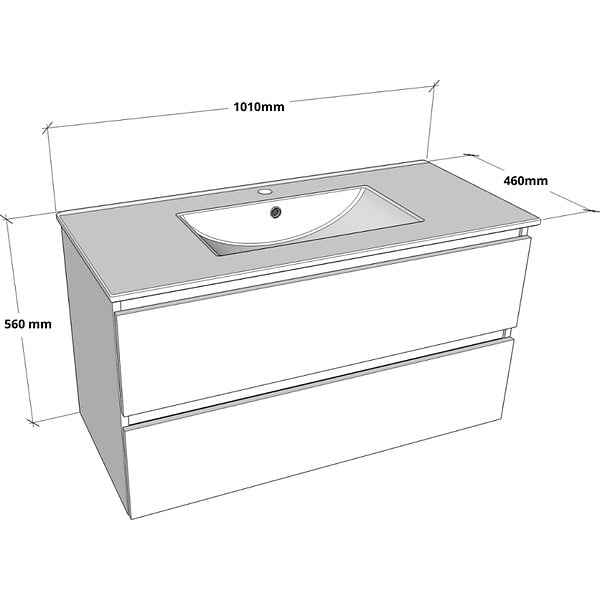 GODART - Meuble salle de bain strié 100 cm - Plan vasque céramique - Vert mat - A suspendre - Karaib 2 - large