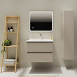 GODART - Meuble salle de bain 70 cm - Plan vasque Solid surface - Beige cachemire mat - A suspendre - Karaib 2 - vignette