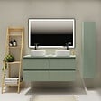 GODART - Meuble salle de bain strié 120 cm pour vasque à poser - Vert mat - A suspendre - Karaib 2 - vignette