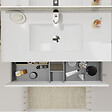 GODART - Meuble salle de bain strié 100 cm - Plan vasque céramique - Blanc mat - A suspendre - Karaib 2 - vignette