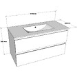 GODART - Meuble salle de bain strié 100 cm - Plan vasque céramique - Blanc mat - A suspendre - Karaib 2 - vignette