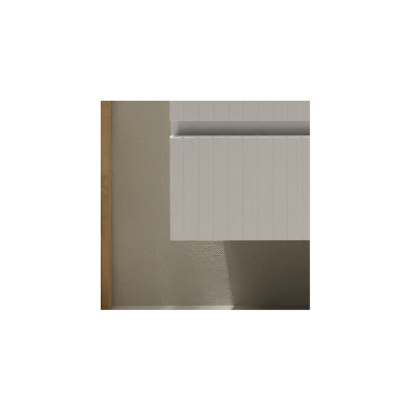 GODART - Meuble salle de bain strié 100 cm - Plan vasque céramique - Blanc mat - A suspendre - Karaib 2 - large