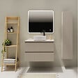 GODART - Meuble salle de bain strié 80 cm pour vasque à poser - Beige cachemire mat - A suspendre - Karaib 2 - vignette