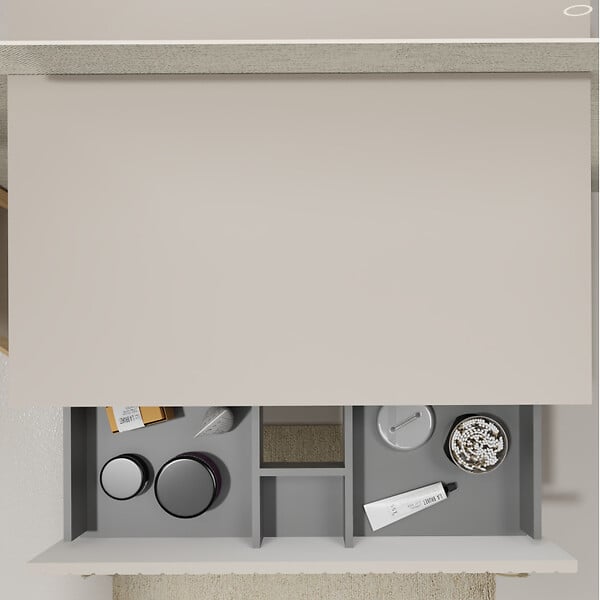 GODART - Meuble salle de bain strié 80 cm pour vasque à poser - Beige cachemire mat - A suspendre - Karaib 2 - large