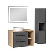 AICA SANITAIRE - AICA Ensemble meuble de Salle de Bain Suspendu 80cm avec lavabo à poser + Colonne + Miroir LED Dimmable - vignette