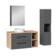 AICA SANITAIRE - AICA Ensemble meuble de Salle de Bain Suspendu 100cm avec lavabo à poser + Colonne + Armoire salle de bain avec miroir - vignette