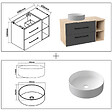 AICA SANITAIRE - AICA Ensemble meuble de Salle de Bain Suspendu 100cm avec vasque à poser + 2*Colonne + Miroir LED Dimmable - vignette