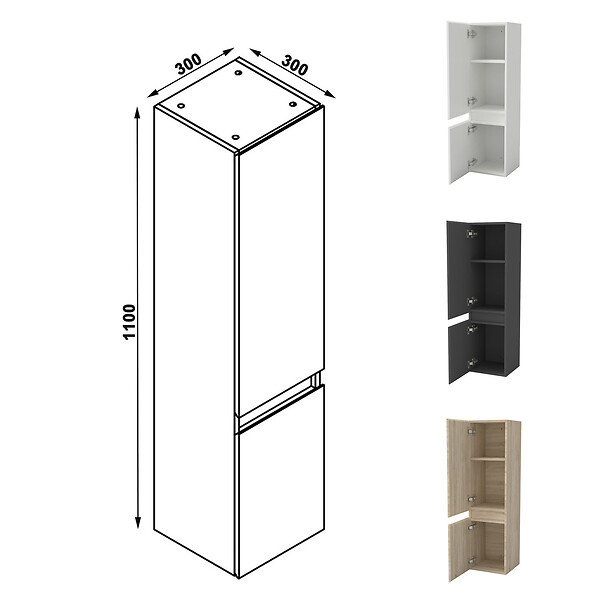 AICA SANITAIRE - AICA Ensemble meuble de Salle de Bain Suspendu 100cm avec vasque à poser + 2*Colonne + Miroir LED Dimmable - large