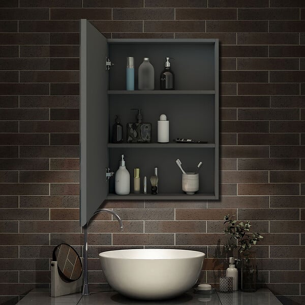 AICA SANITAIRE - AICA Ensemble meuble de Salle de Bain Suspendu 100cm avec vasque à poser + 2 Rangements Ouverts, Armoire salle de bain avec miroir - large