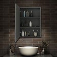 AICA SANITAIRE - AICA Ensemble meuble de Salle de Bain Suspendu 100cm avec vasque à poser + 2 Rangements Ouverts, Armoire salle de bain avec miroir - vignette