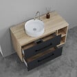 AICA SANITAIRE - AICA Ensemble meuble de Salle de Bain Suspendu 100cm avec vasque à poser + 2 Rangements Ouverts, Armoire salle de bain avec miroir - vignette