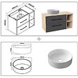 AICA SANITAIRE - AICA Ensemble meuble de Salle de Bain Suspendu 100cm avec vasque à poser + 2 Rangements Ouverts, Armoire salle de bain avec miroir - vignette