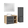 AICA SANITAIRE - AICA Ensemble meuble de Salle de Bain Suspendu 80cm avec vasque à poser + Colonne + Miroir LED Dimmable - vignette