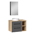AICA SANITAIRE - AICA Ensemble meuble de Salle de Bain Suspendu 80cm avec vasque à poser + 2 Rangements Ouverts, Armoire salle de bain avec miroir - vignette
