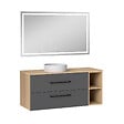 AICA SANITAIRE - AICA Ensemble meuble de Salle de Bain Suspendu 120cm avec vasque à poser + 2 Rangements Ouverts, Miroir LED Dimmable - vignette