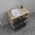 AICA SANITAIRE - AICA Ensemble meuble de Salle de Bain Suspendu 80cm avec vasque à poser + 2*Colonne + Miroir LED Dimmable, Anthracite + Chêne - vignette
