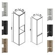 AICA SANITAIRE - AICA Ensemble meuble de Salle de Bain Suspendu 80cm avec vasque à poser + 2*Colonne + Miroir LED Dimmable, Anthracite + Chêne - vignette