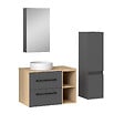AICA SANITAIRE - AICA Ensemble meuble de Salle de Bain Suspendu 80cm avec vasque à poser + Colonne + Armoire salle de bain avec miroir - vignette
