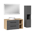 AICA SANITAIRE - AICA Ensemble meuble de Salle de Bain Suspendu 100cm avec lavabo à poser + Colonne + Miroir LED Dimmable - vignette