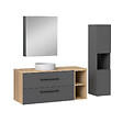 AICA SANITAIRE - AICA Ensemble meuble de Salle de Bain Suspendu 120cm avec lavabo à poser + Colonne + Armoire salle de bain avec miroir - vignette