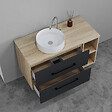 AICA SANITAIRE - AICA Ensemble meuble de Salle de Bain Suspendu 100cm avec lavabo à poser + 2*Colonne + Miroir LED Dimmable - vignette