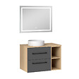 AICA SANITAIRE - AICA Ensemble meuble de Salle de Bain Suspendu 80cm avec vasque à poser + 2 Rangements Ouverts, Miroir LED Dimmable - vignette