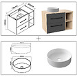 AICA SANITAIRE - AICA Ensemble meuble de Salle de Bain Suspendu 80cm avec vasque à poser + 2 Rangements Ouverts, Miroir LED Dimmable - vignette