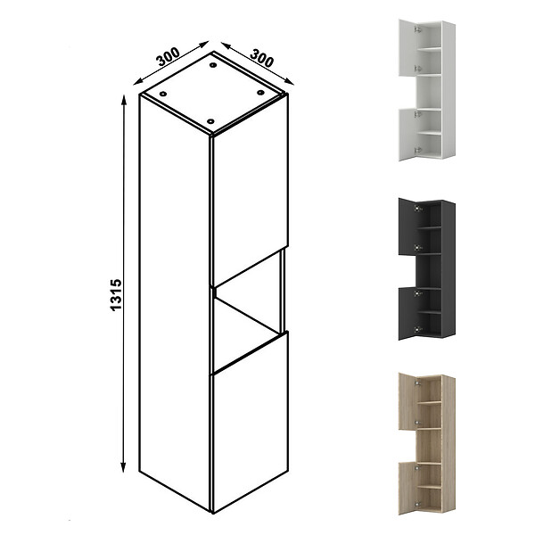 AICA SANITAIRE - AICA Ensemble meuble de Salle de Bain Suspendu 80cm avec lavabo à poser + 2*Colonne + Miroir LED Dimmable - large