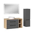 AICA SANITAIRE - AICA Ensemble meuble de Salle de Bain Suspendu 100cm avec vasque à poser + Colonne + Miroir LED Dimmable - vignette