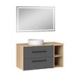 AICA SANITAIRE - AICA Ensemble meuble de Salle de Bain Suspendu 100cm avec vasque à poser + 2 Rangements Ouverts, Miroir LED Dimmable - vignette