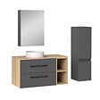 AICA SANITAIRE - AICA Ensemble meuble de Salle de Bain Suspendu 100cm avec vasque à poser + Colonne + Armoire salle de bain avec miroir - vignette