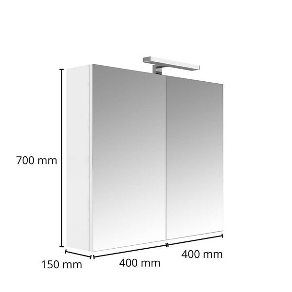 GODART - Armoire miroir de toilette éclairante 2 portes 80 cm blanche Juno 2 - large