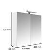 GODART - Armoire miroir de toilette éclairante 2 portes 80 cm blanche Juno 2 - vignette