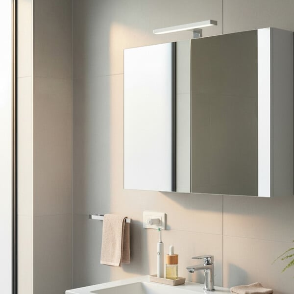 GODART - Armoire miroir de toilette éclairante 2 portes 80 cm blanche Juno 2 - large