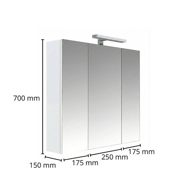 GODART - Armoire miroir de toilette éclairante 3 portes 60 cm blanche Juno 2 - large
