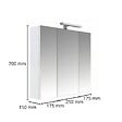 GODART - Armoire miroir de toilette éclairante 3 portes 60 cm blanche Juno 2 - vignette