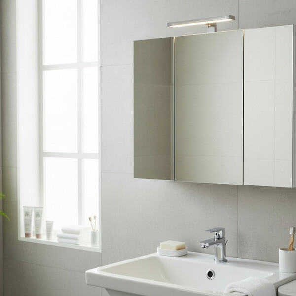 GODART - Armoire miroir de toilette éclairante 3 portes 60 cm blanche Juno 2 - large