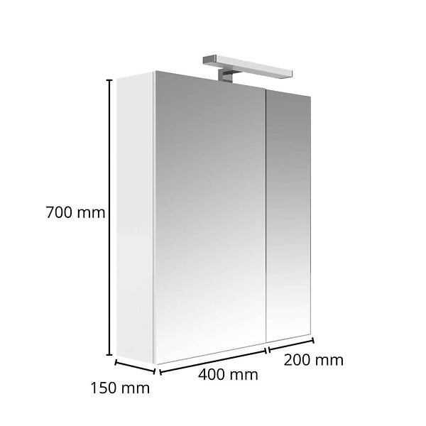 GODART - Armoire miroir de toilette éclairante 2 portes 60 cm blanche Juno 2 - large