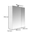 GODART - Armoire miroir de toilette éclairante 2 portes 60 cm blanche Juno 2 - vignette