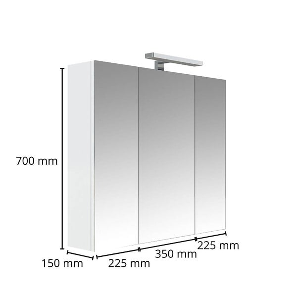 GODART - Armoire miroir de toilette éclairante 3 portes 80 cm blanche Juno 2 - large