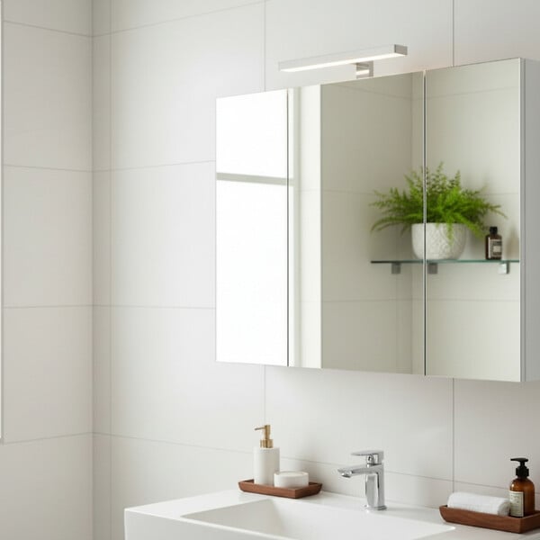 GODART - Armoire miroir de toilette éclairante 3 portes 80 cm blanche Juno 2 - large