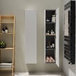 GODART - Meuble colonne salle de bain strié 140 cm suspendu - Blanc mat - Karaib 2 - vignette
