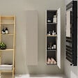 GODART - Meuble colonne salle de bain strié 140 cm suspendu - Beige cachemire mat - Karaib 2 - vignette